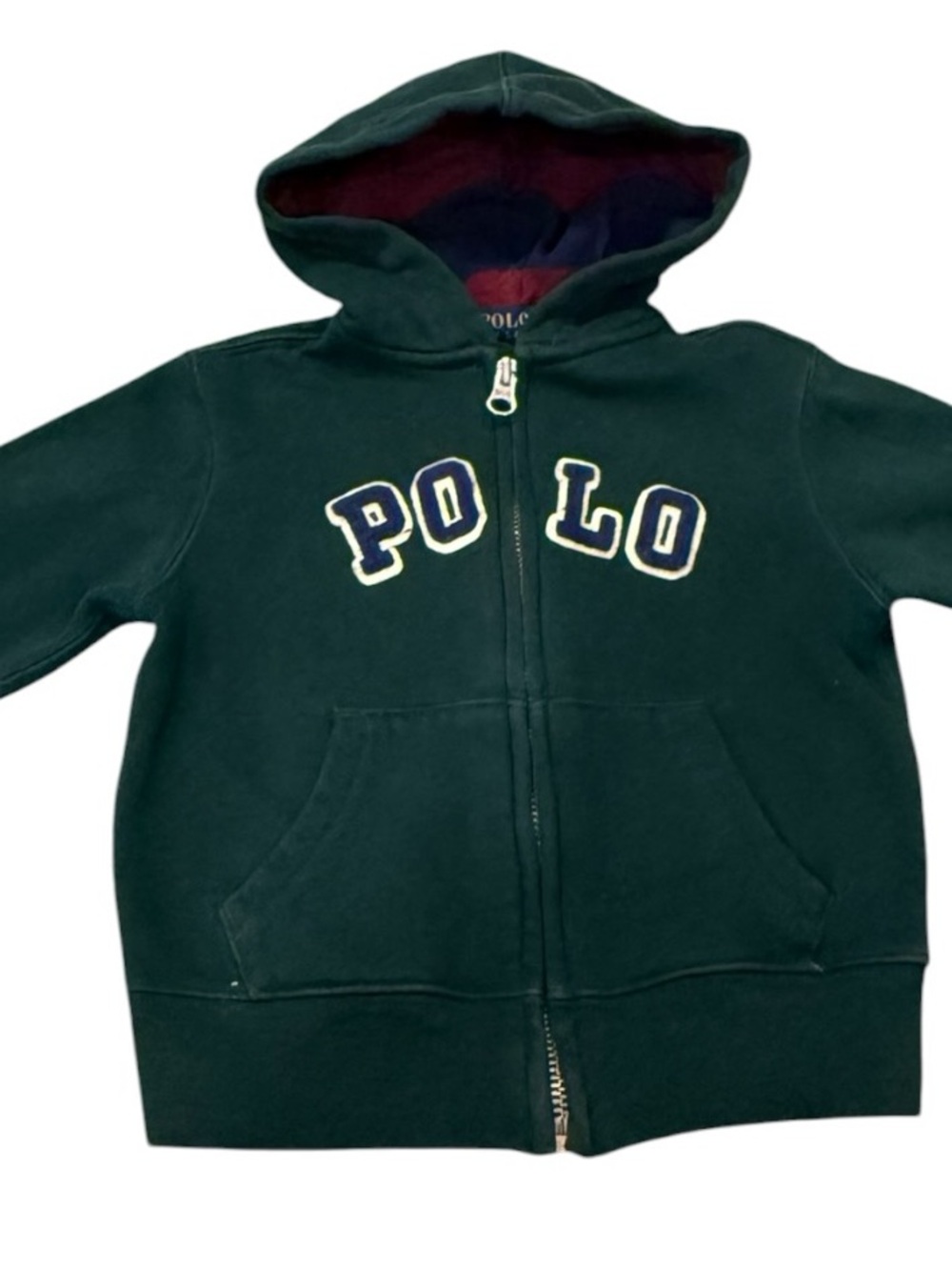 Polo Ralph Lauren Boys Full Zip Fleece Hoodie Logo Hunter Green Size 2T